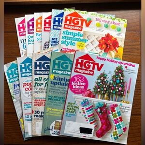 HGTV magazines. Complete 2015, including special Builders issue. 11 issues. EUC.